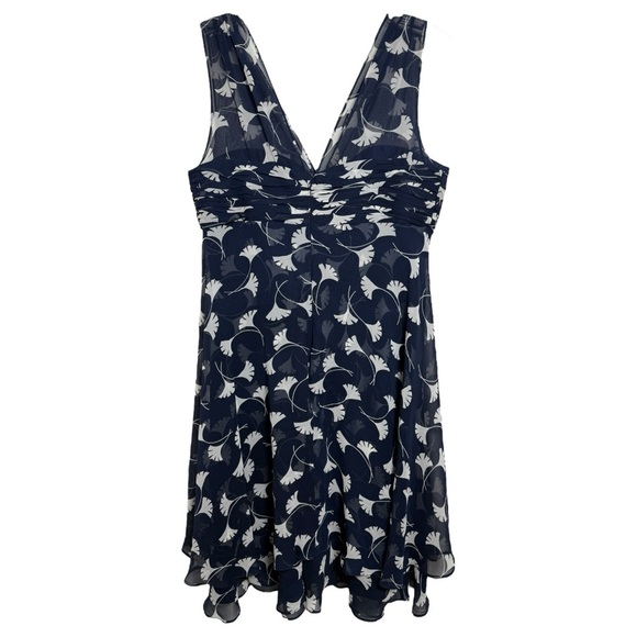 Donna Rico NY 100% Silk Baby Doll Layered Dress Size 10 Blue White - Picture 3 of 8